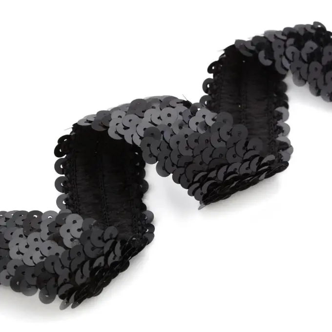 Elastisches Band mit schwarzen Pailletten Preisreduziert