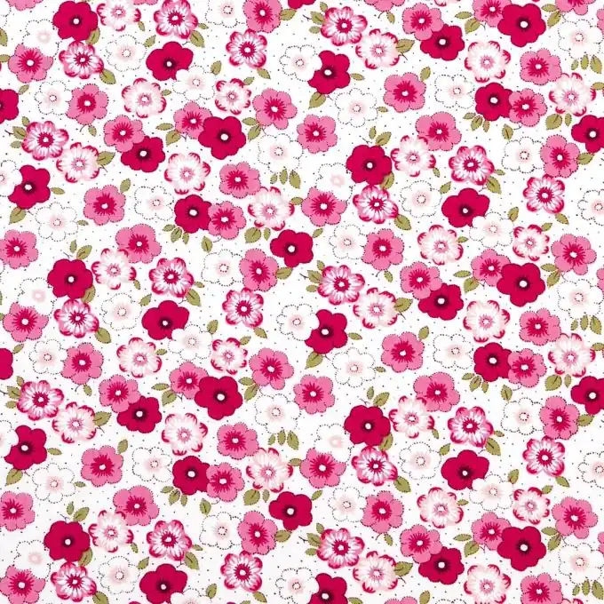 Popeline Stoff Blumen Rosa 112cm Breite Sonderangebot