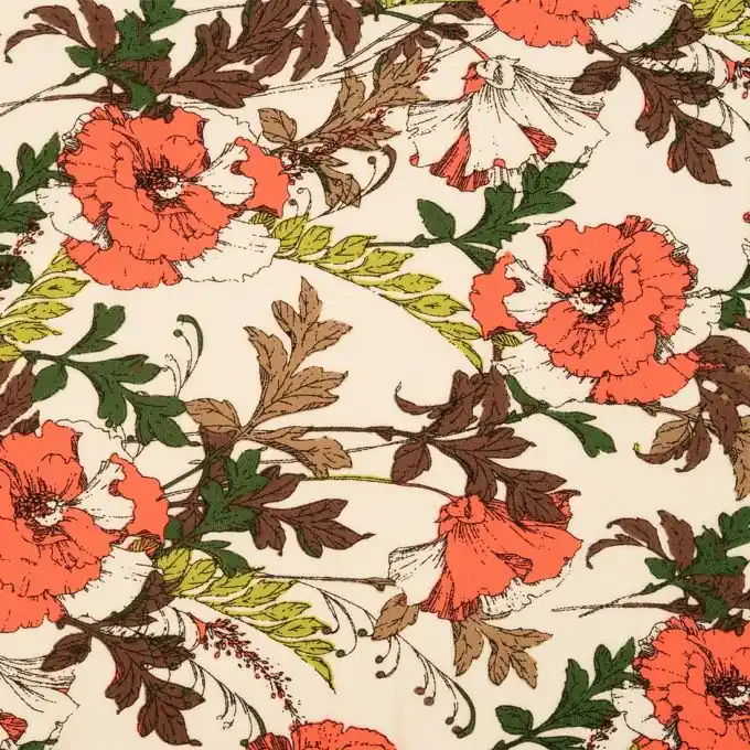 Crêpe-Stoff mit großen Blumen 145 cm Breite Letzte Chance