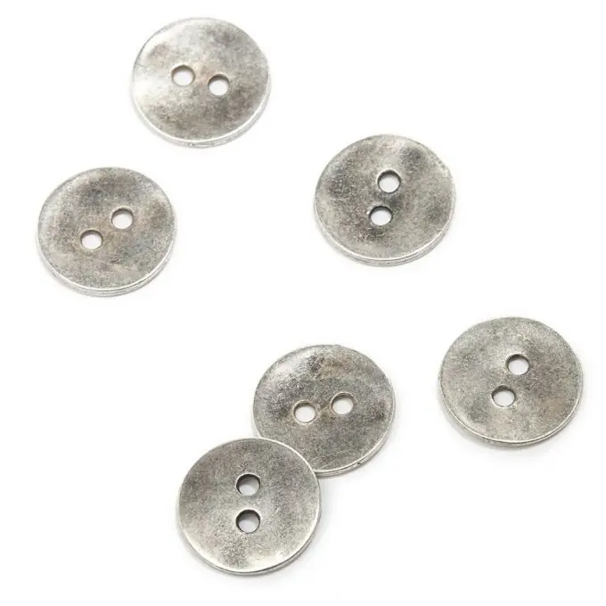 Metallknopf Agoya-Stil Silber 14 mm – 2-Loch Premium