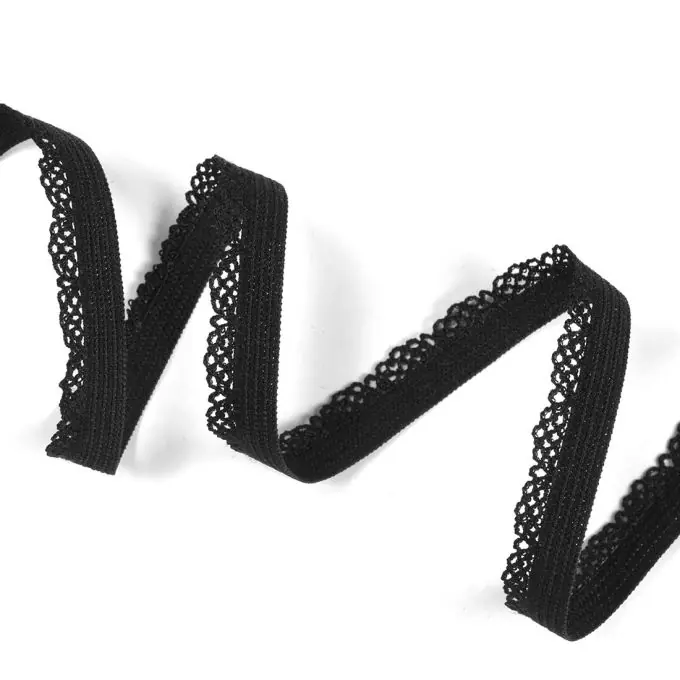 Premium Gummiband mit Spitze für Unterwäsche, schwarz