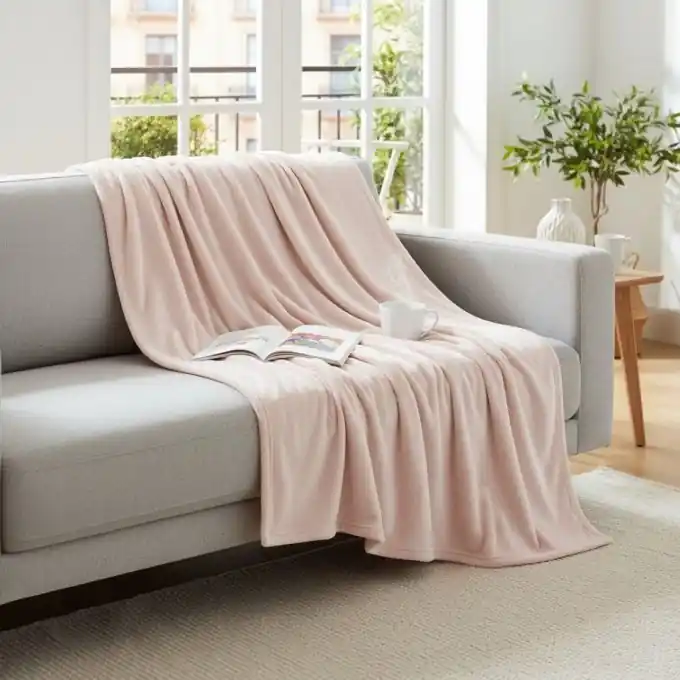 Flanell Plaid 125×150 cm Hellrosa Weltweiter Versand