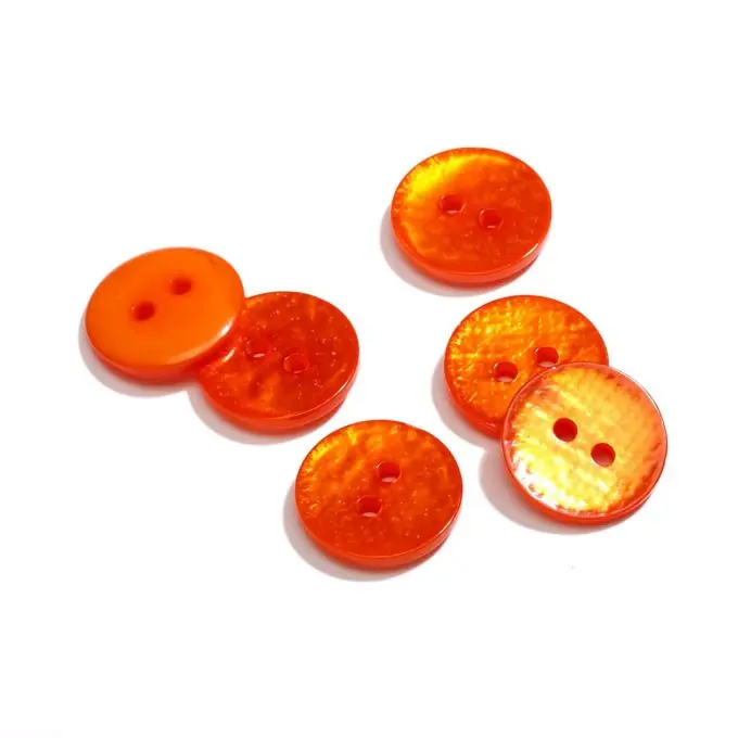 2-Loch Knopf 15 mm Orange Perlmuttimitat Super-Preis