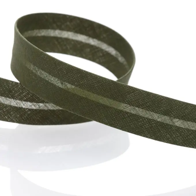 Billig Schrägband für alle Textilien – Khaki 20 mm
