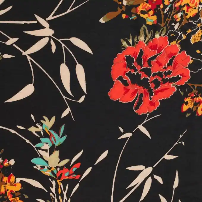 Kostenfreie Lieferung Roter Satin-Stoff mit Blumenmuster 150cm Breite