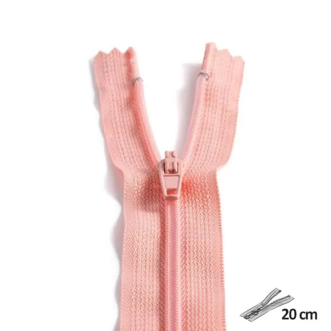 Nicht trennbarer Reißverschluss aus Polyester – Pastelrosa 40 mm Gratis Versand