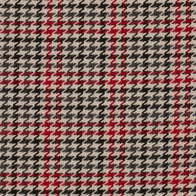 Mega-Angebot Pied-de-Poule Stoff Beige/Grau/Bordeaux 142cm Breit