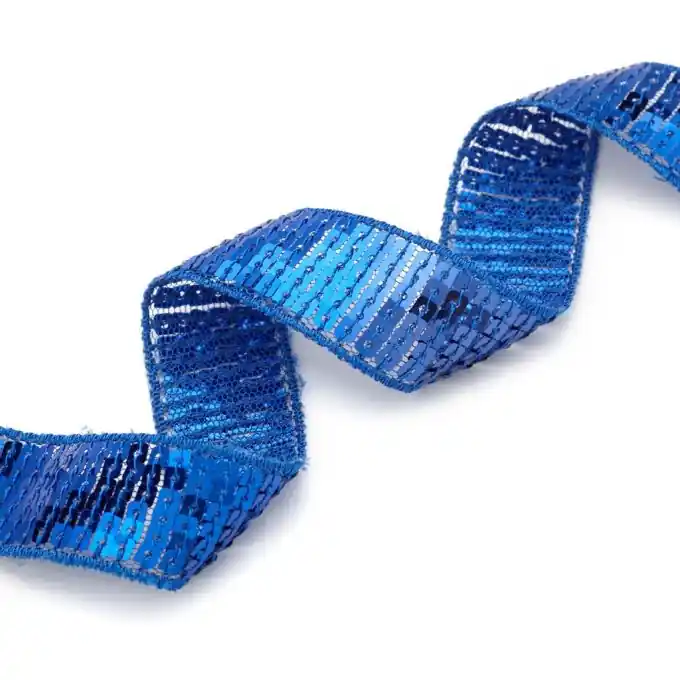 Band mit quadratischen Pailletten – Königsblau Zertifiziert