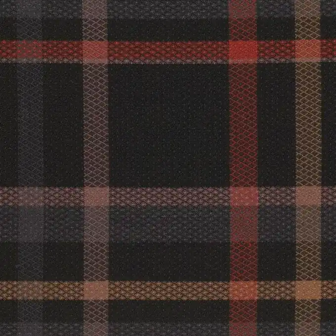 Markenprodukt Kariertes Stoff Schwarz Ocker Gelb 142cm Breit