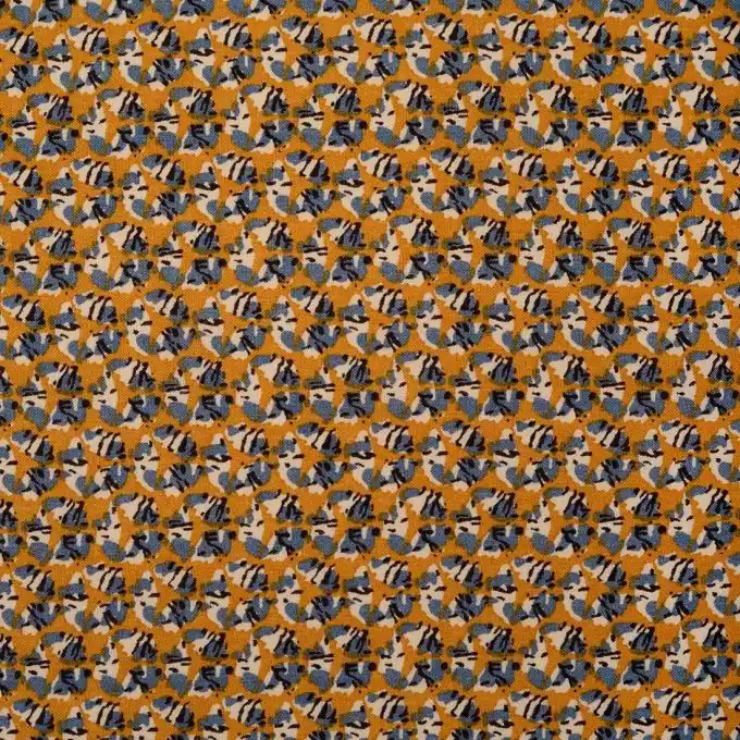 Rabatt Viskosestoff mit Senfgelben Kreisen 135cm Breite