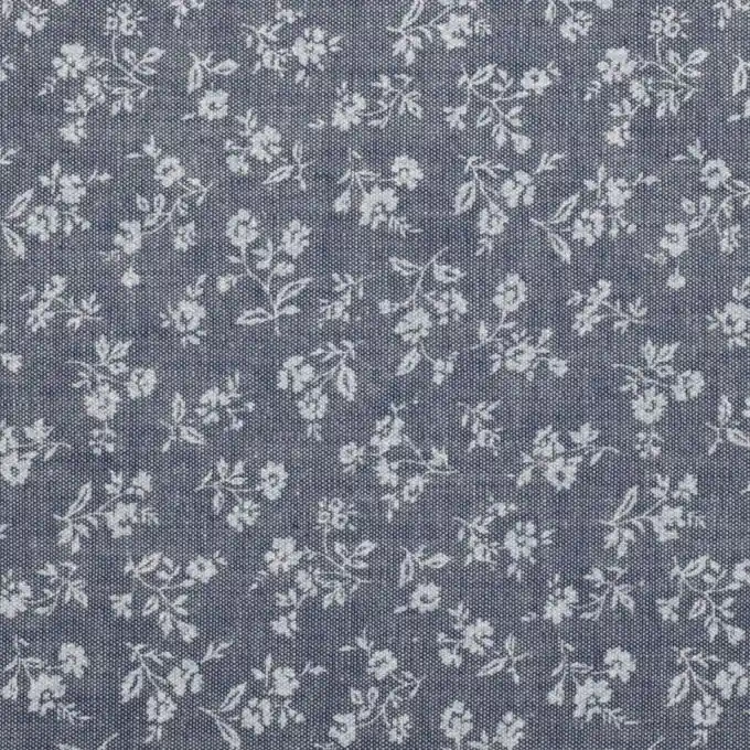 Blau Geblümter Chambray Stoff 112cm Breite Highlight