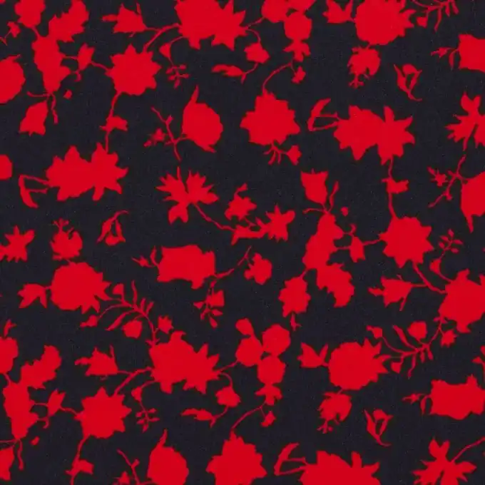 Marine-Rot Blumen Crêpe Stoff 145cm Breite Gleich Bestellen