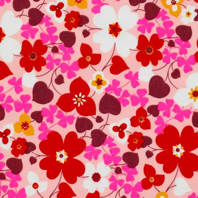 Meistverkauft Popeline-Stoff Große Blumen Neonpink 145 cm Breite