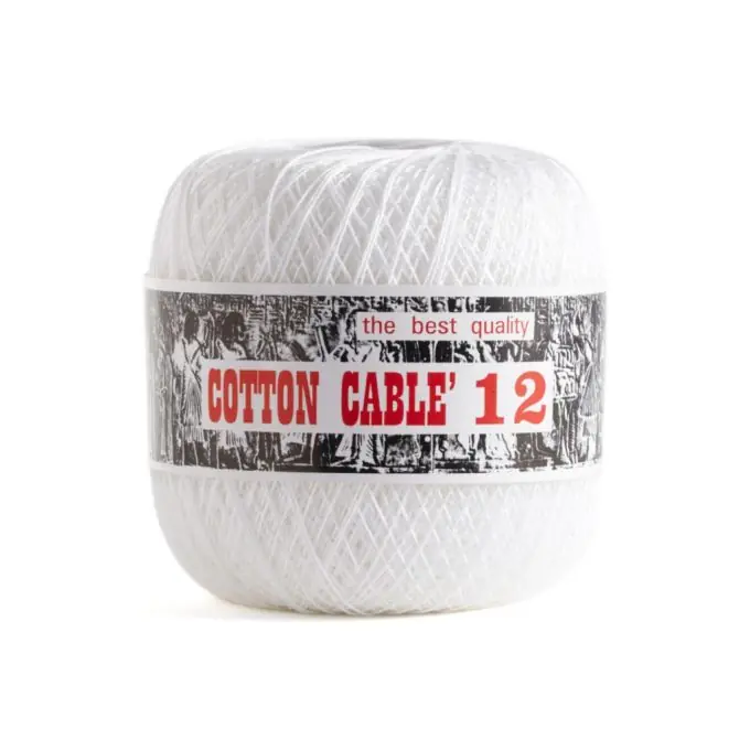 Zertifiziert Baumwollgarnknäuel, Häkelnadel Nr. 12, weiß