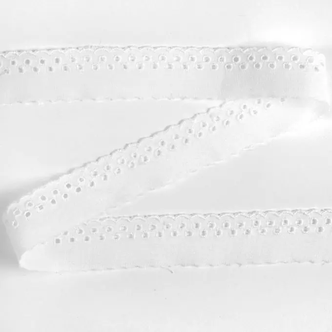 Begrenztes Angebot Band mit Broderie Anglaise 21 mm weiß