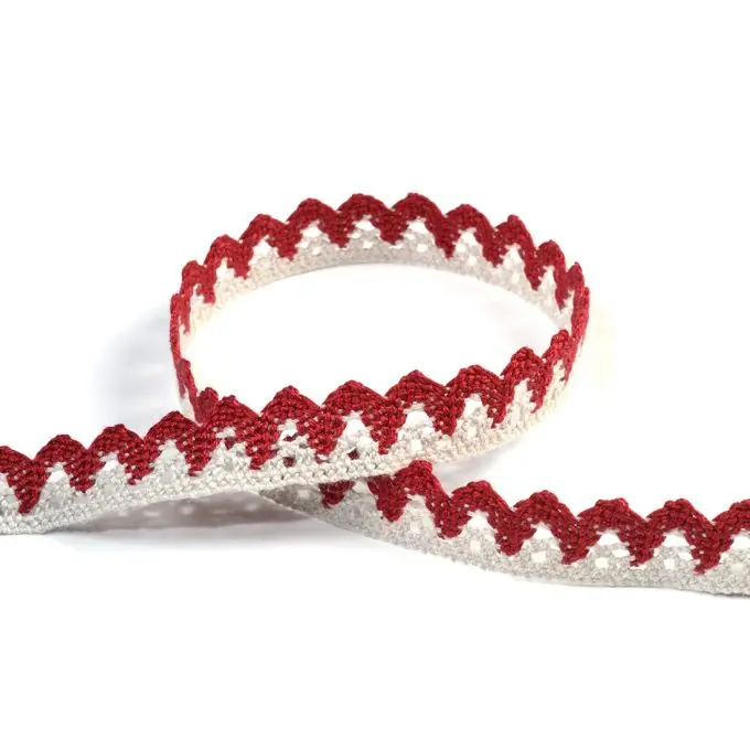 Sichere Zahlung Spitzenband 15 mm leinenfarben und bordeauxrot