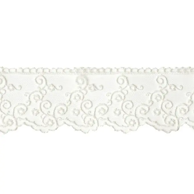 Premium Dünnes Spitzenband 40 mm, ecru