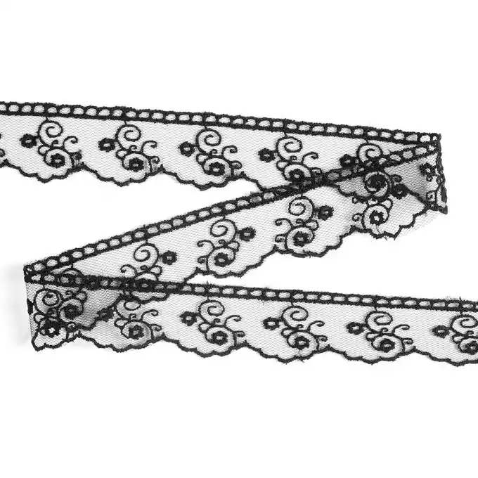 Limited Edition Dünnes Spitzenband 25 mm, schwarz