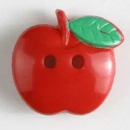 Markenprodukt Kinderknopf Apfel mit Blatt – Größe: 19mm – Farbe: rot