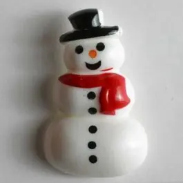 Kinderknopf Schneemann mit rotem Schal – Größe: 28mm – Farbe: weiß Original