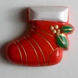 Weihnachtsknopf Nikolausstiefel – Größe: 28mm – Farbe: rot Neuheit
