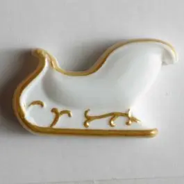 Kinderknopf Schlitten mit goldenen Kufen – Größe: 28mm – Farbe: weiß Exklusiv