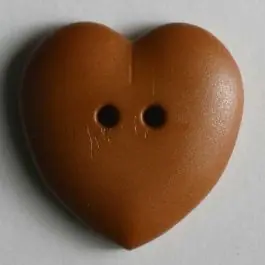 hübscher Herzknopf, rundlich gewölbte Form, 2-Loch – Größe: 23mm – Farbe: braun Sonderaktion
