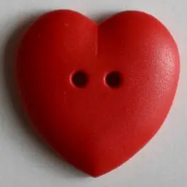 hübscher Herzknopf, rundlich gewölbte Form, 2-Loch – Größe: 23mm – Farbe: rot Rabatt
