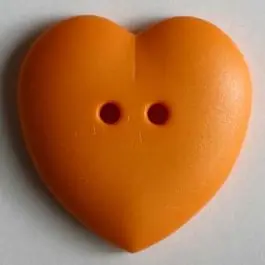 Letzte Chance hübscher Herzknopf, rundlich gewölbte Form, 2-Loch – Größe: 23mm – Farbe: orange