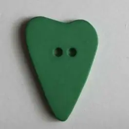 Herzknopf, asymmetrische Form, 2-Loch – Größe: 28mm – Farbe: grün Neu Im Sortiment
