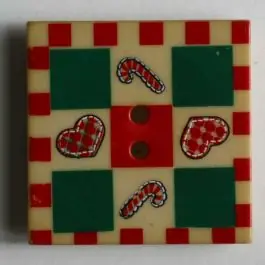 Jetzt Zugreifen Weihnachtsknopf mit Zuckerstangen und Herzchen – Größe: 25mm – Farbe: beige