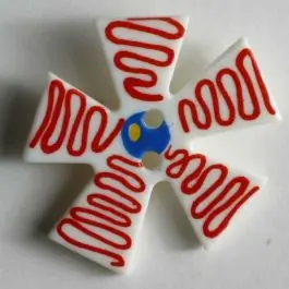 Kostenloser Rückversand Kinderknopf Windrad mit Spiralmuster – Größe: 25mm – Farbe: weiß