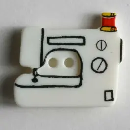 Kinderknopf in Form einer Nähmaschine – Größe: 25mm – Farbe: weiß Kostenloser Versand