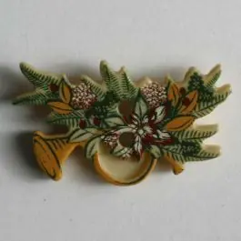 Weihnachtsknopf Trompete auf Tannenzweig – Größe: 25mm – Farbe: beige Im Trend