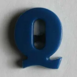 Buchstabenknopf Q – Größe: 11mm – Farbe: blau Preis Gesenkt