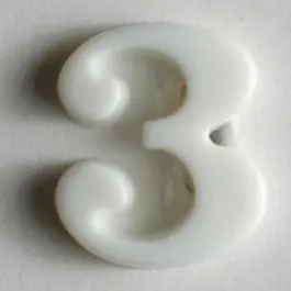 Top-Qualität Zahlenknopf 3 – Größe: 11mm – Farbe: weiß