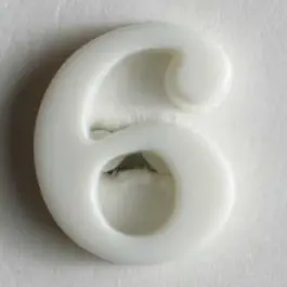 Zahlenknopf 6 – Größe: 11mm – Farbe: weiß Original