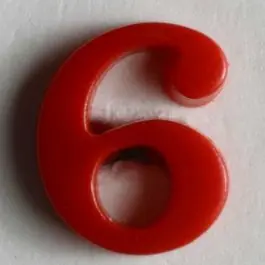 Zahlenknopf 6 – Größe: 11mm – Farbe: rot Super-Preis