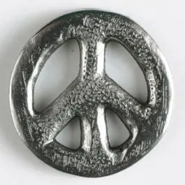 Vollmetallknopf Friedenszeichen mit Öse – Größe: 15mm – Farbe: altsilber Begrenztes Angebot