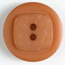 Im Trend Polyesterknopf, mit quadratischer Erhöhung um 2 Knopflöcher – Größe: 25mm – Farbe: braun