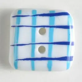 Kunststoffknopf, quadratisch, mit malerisch aufgebrachtem Karomuster – Größe: 23mm – Farbe: blau Sale