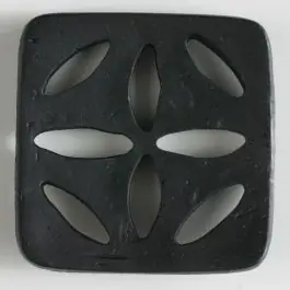 Sonderaktion Kunststoffknopf, quadratisch, mit 8 zapfenförmigen Löchern – Größe: 60mm – Farbe: schwarz