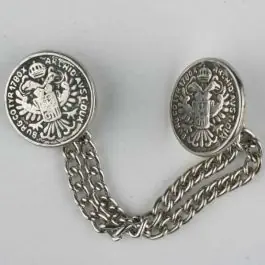 Vollmetall-Münzknopf mit Kettchen, bekrönter Doppeladler mit Wappenschild – Größe: 18mm – Farbe: altsilber Sale