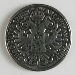 Vollmetallknopf, bekrönter Doppeladler mit Wappenschild – Größe: 28mm – Farbe: altsilber Zertifiziert