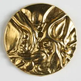 Vollmetallknopf mit ungleichmäßiger Struktur und 2 Löchern – Größe: 20mm – Farbe: altgold Exklusiv