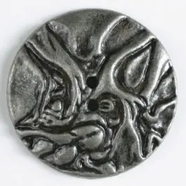 Exklusiv Vollmetallknopf mit ungleichmäßiger Struktur und 2 Löchern – Größe: 28mm – Farbe: altzinn