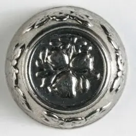 Vollmetallknopf, florale Motive sowohl im Innen- und Außenbereich, mit Öse – Größe: 25mm – Farbe: altsilber Zertifiziert