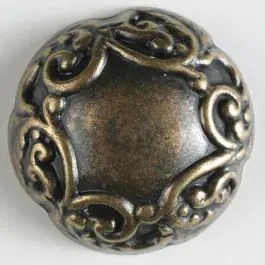 Kostenloser Rückversand Vollmetallknopf, im Randbereich mit schönen Verzierungen und Öse – Größe: 30mm – Farbe: altmessing