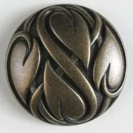 Geld-Zurück-Garantie Vollmetallknopf mit umschlungenen Herzen und Öse – Größe: 20mm – Farbe: altmessing