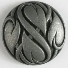 Saisonangebot Vollmetallknopf mit umschlungenen Herzen und Öse – Größe: 28mm – Farbe: altzinn